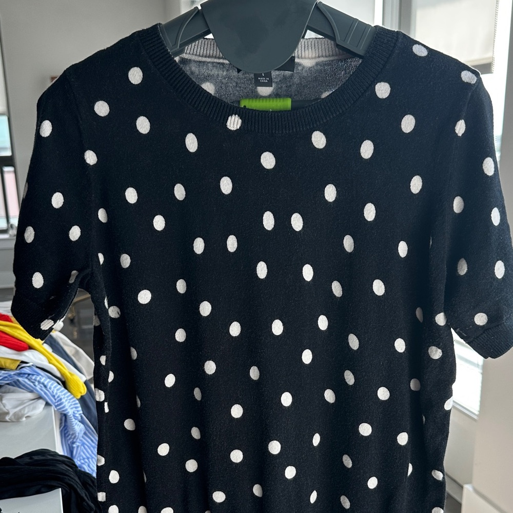 Ann Taylor Black and White Polka Dot Top